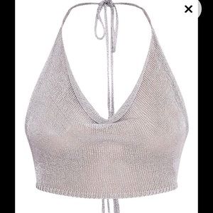 Sequin cowl neck top